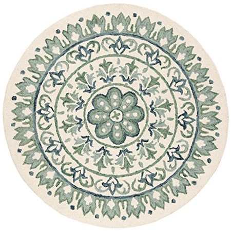 Safavieh 5 x 5 ft. Novelty Round Hand-Tufted Rug Ivory & Teal NOV607J-5R